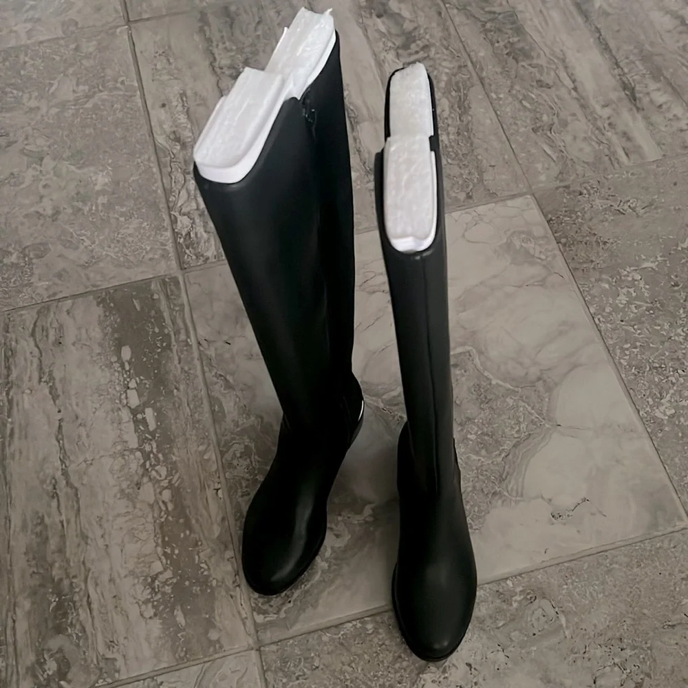 Alfani Ludlowe Black Leather Over-The-Knee Boots, Size 5.5, NEW in Box